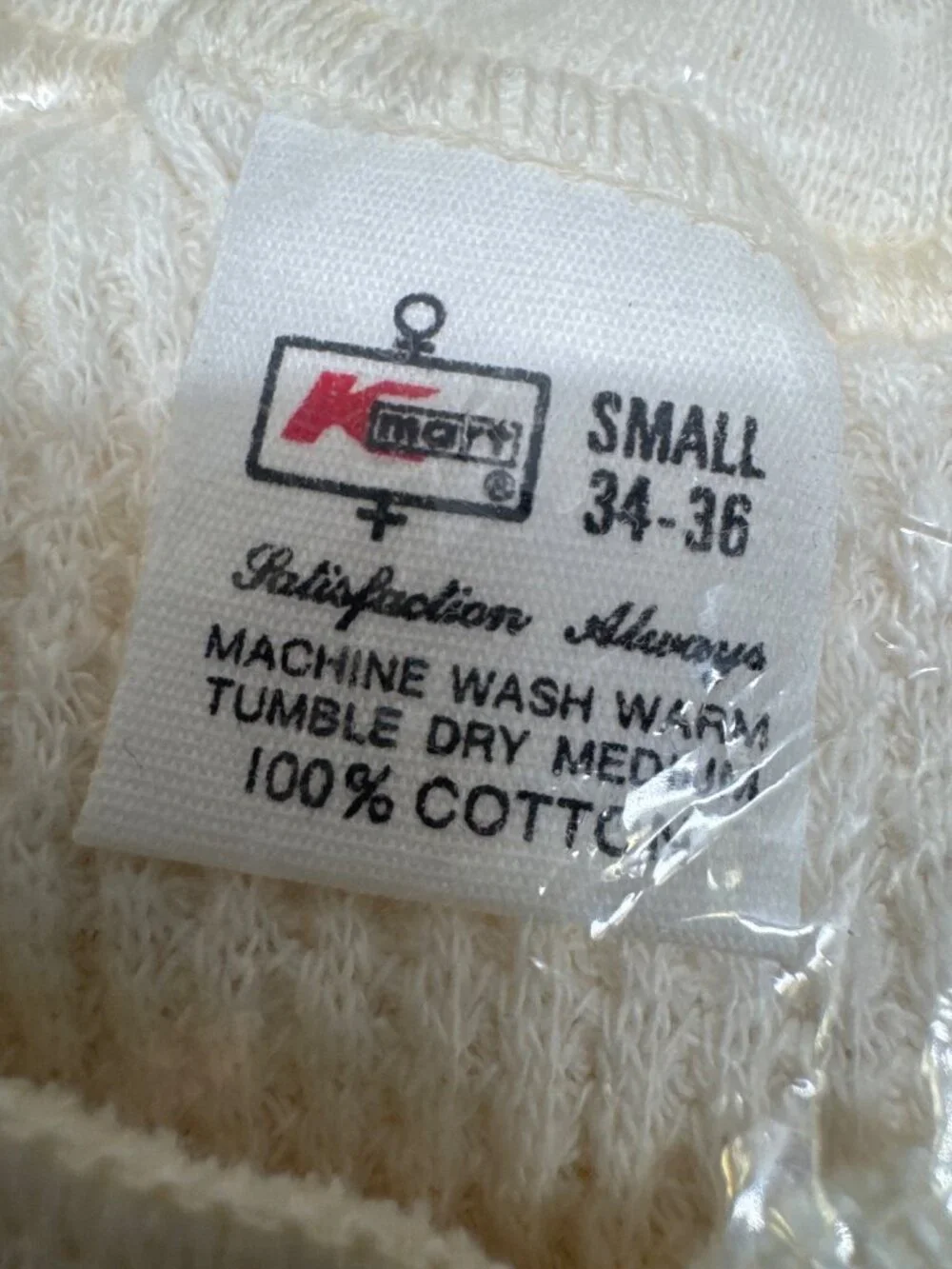 Mens Thermal Union Suit 100% Cotton Size Small 34-36 Kmart Durable Pre-Shrunk Co